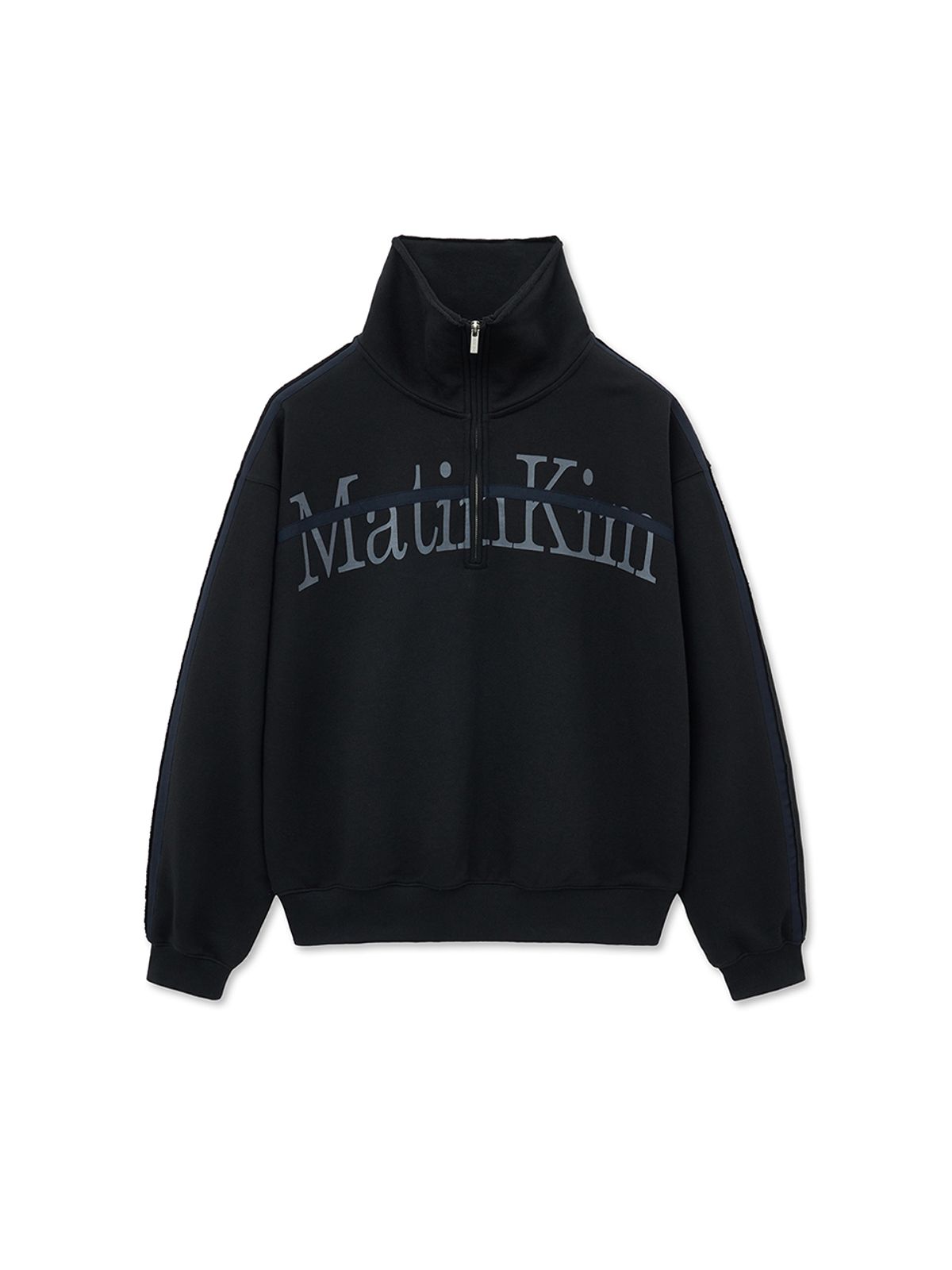 마뗑킴(MATIN KIM) CUT OUT HALF ZIP SWEATSHIRT FOR MEN IN BLACK