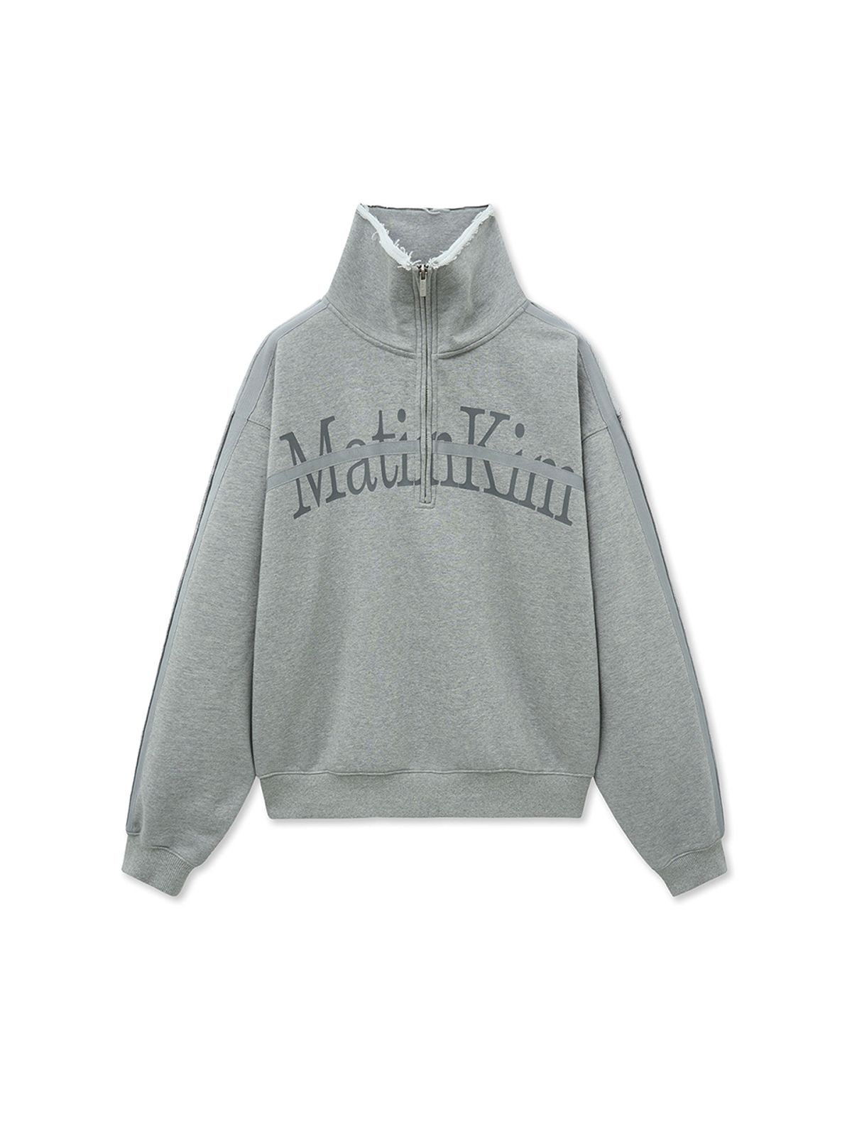마뗑킴(MATIN KIM) CUT OUT HALF ZIP SWEATSHIRT FOR WOMEN IN GREY