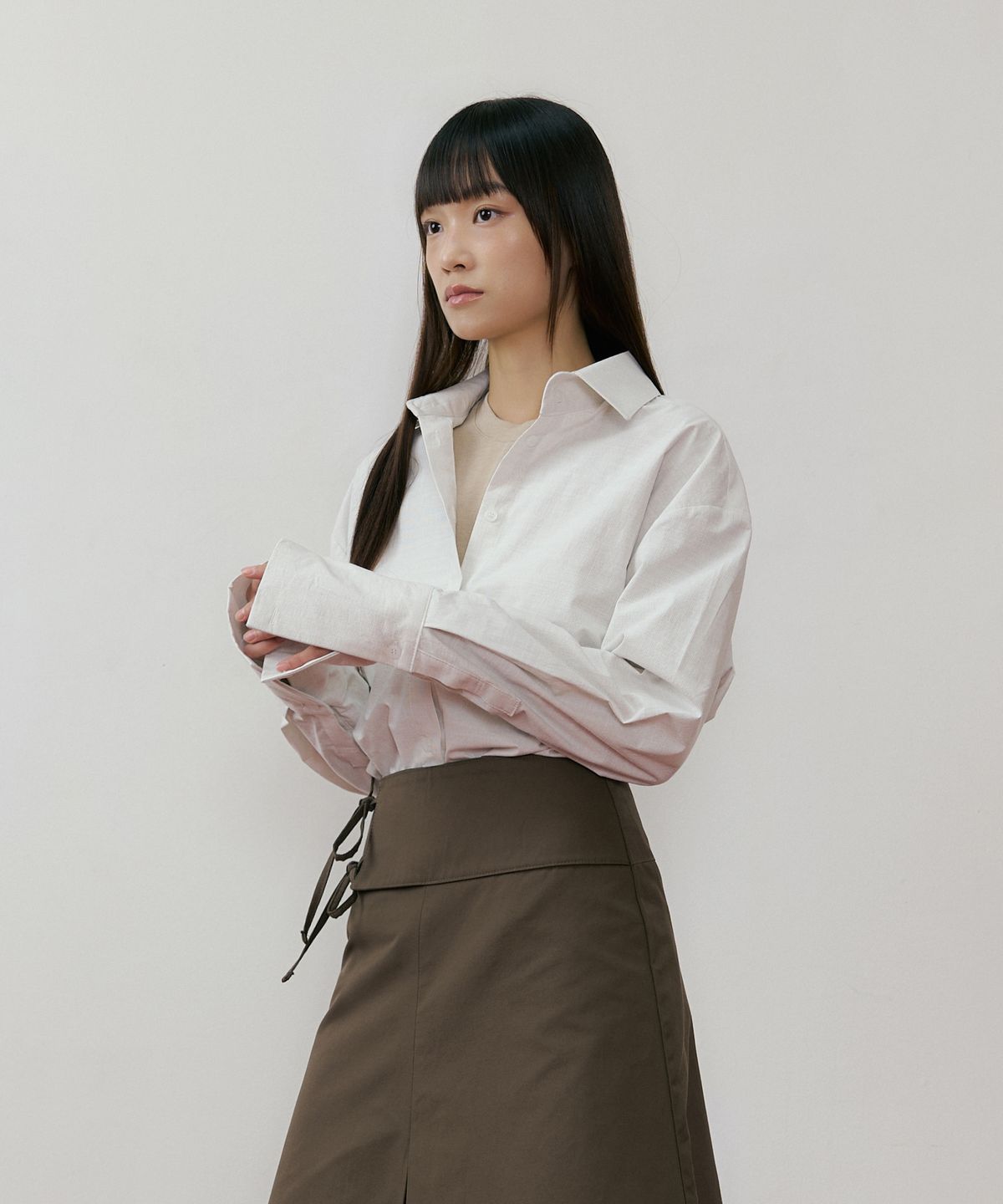 리올그(REORG) REF CUFF SHIRT GRAYISH WHITE