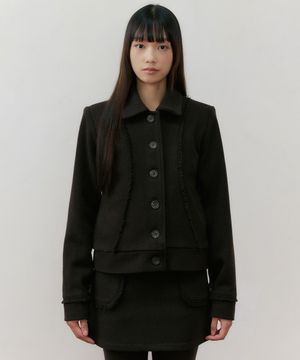 REF TWEED CROP JACKET BROWN