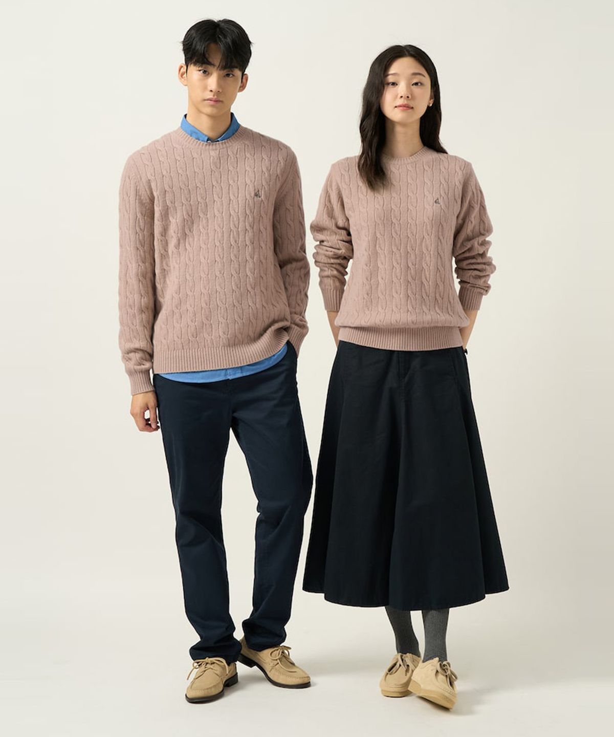 빈폴 멘(BEANPOLE MEN) [Essential] 남녀공용 케이블 라운드 니트  베이지
