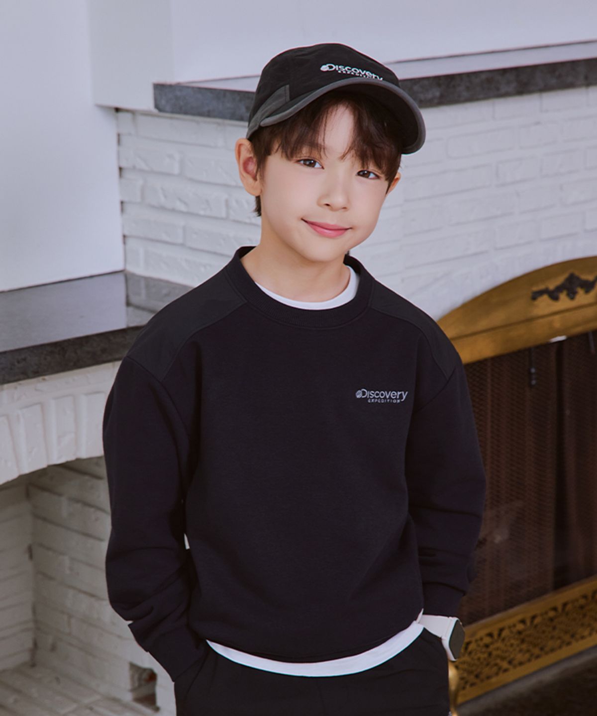 디스커버리 키즈(DISCOVERY KIDS) 키즈 하이브리드 맨투맨 (BLACK)
