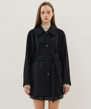 하프기장 벨티드 울 코트 OH5XH0960