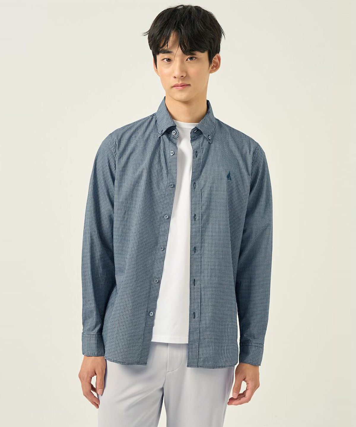 빈폴 멘(BEANPOLE MEN) 그리드 체크 셔츠  그린