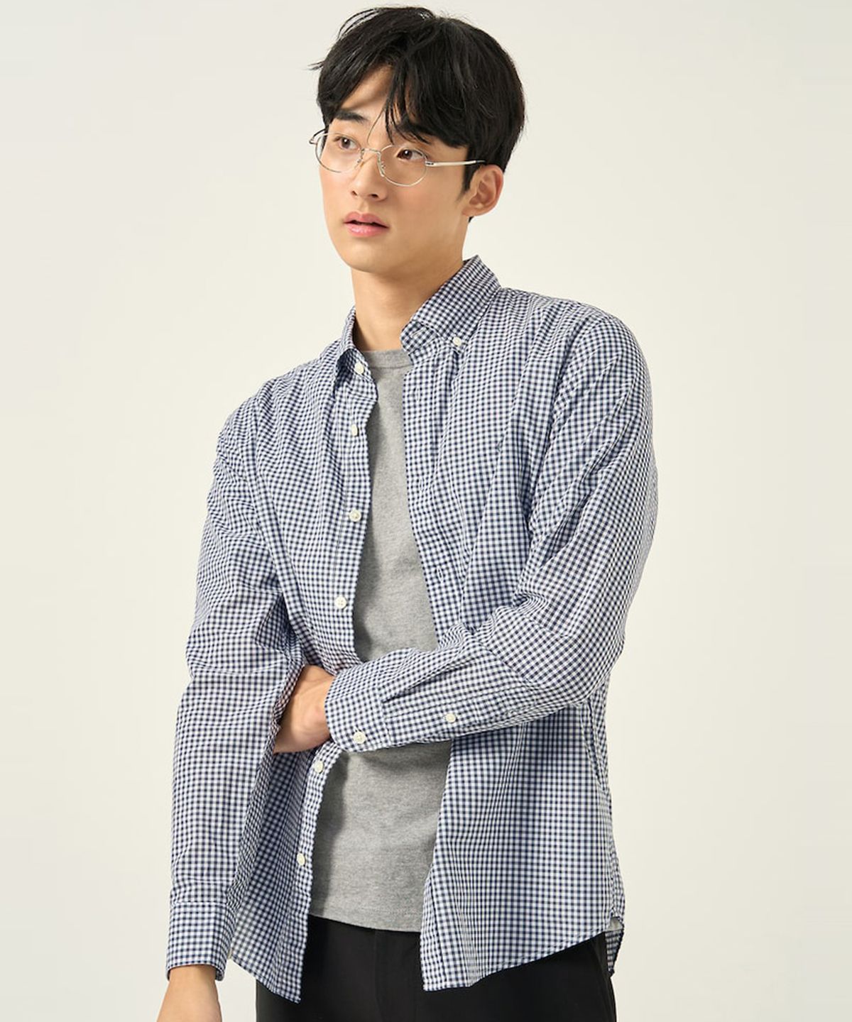 빈폴 멘(BEANPOLE MEN) 깅엄 체크 셔츠  애쉬