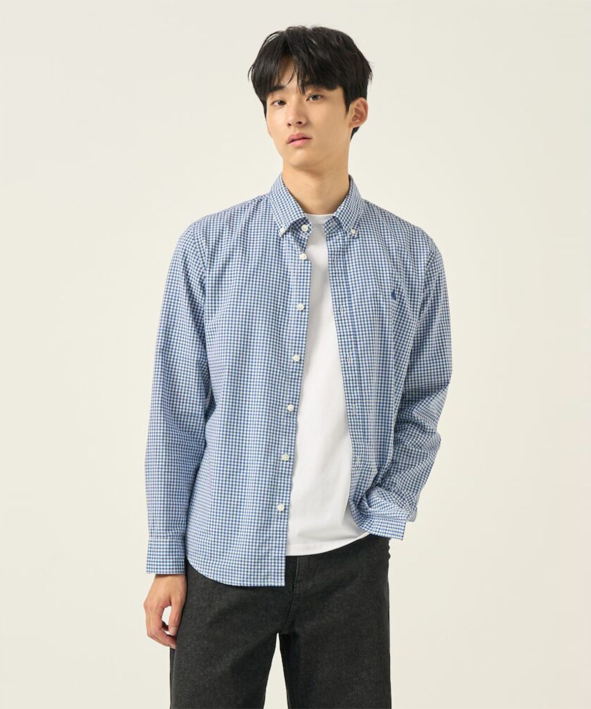 빈폴 멘(BEANPOLE MEN) 깅엄 체크 셔츠  로열 블루