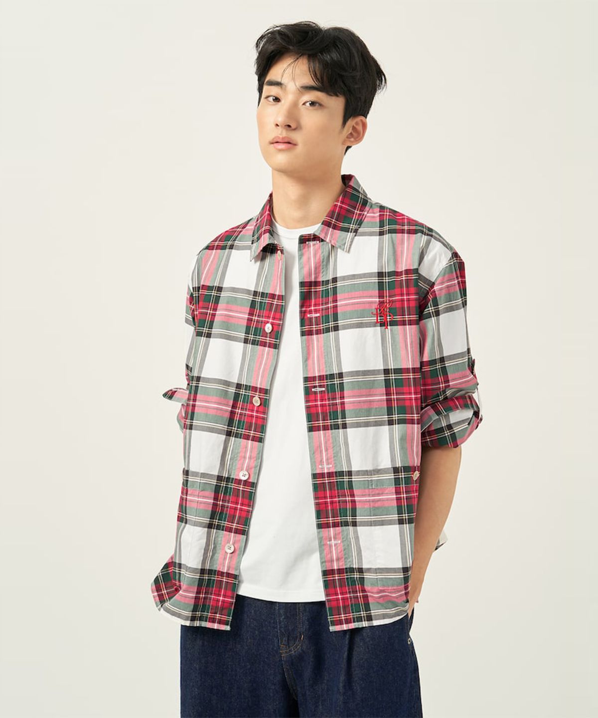 빈폴 멘(BEANPOLE MEN) [Reedition] 롤업 체크 셔츠  레드