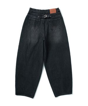 신치백 벌룬 데님 팬츠 - 블랙