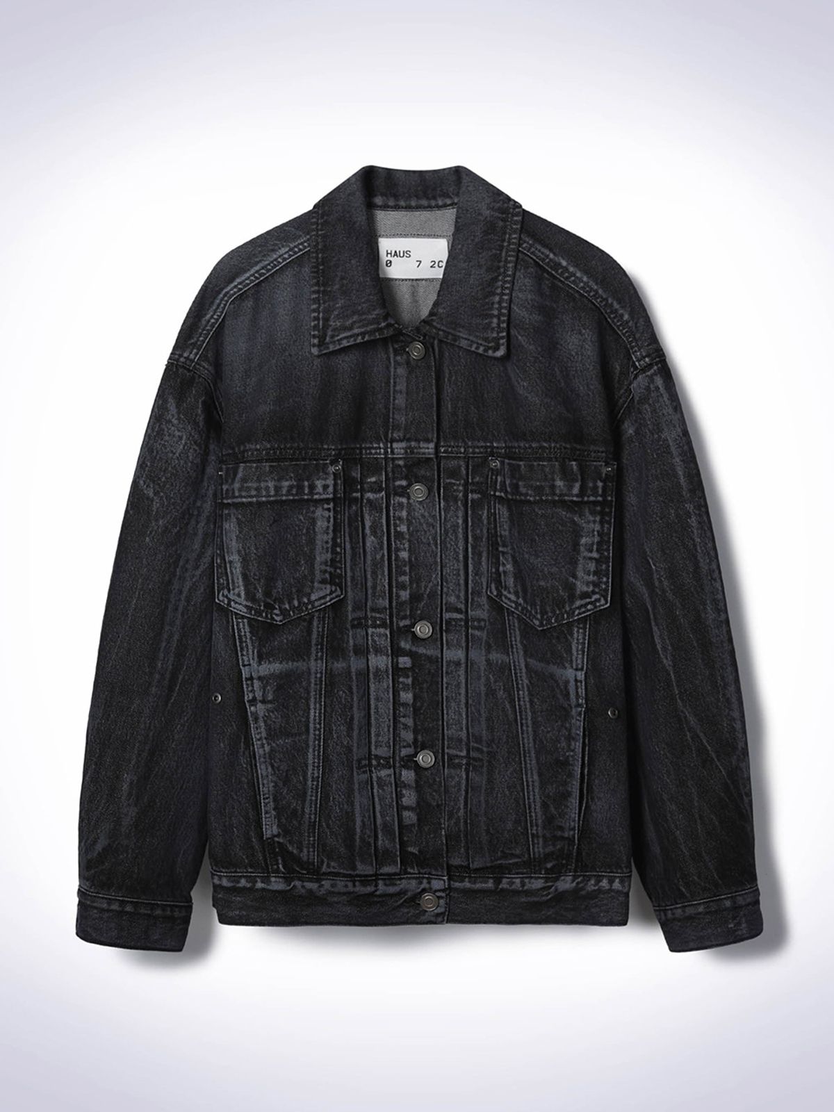 하우스공칠이씨(HAUS072C) HAND BRUSHED DENIM JACKET BLACK