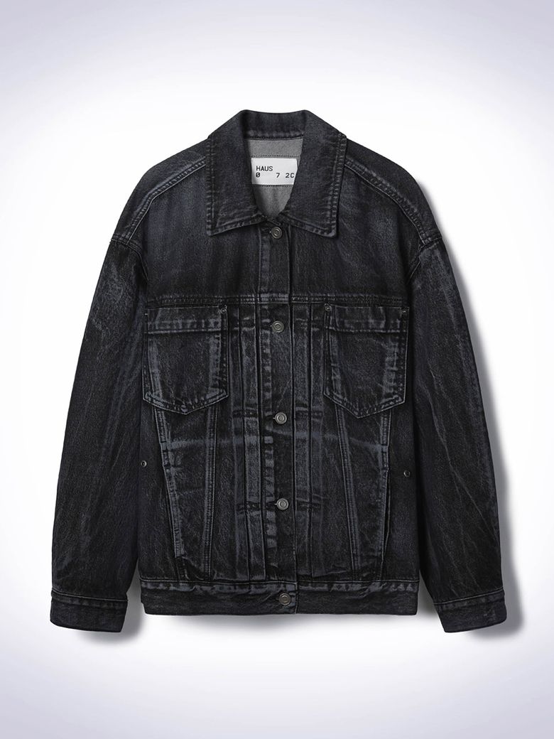 HAND BRUSHED DENIM JACKET BLACK