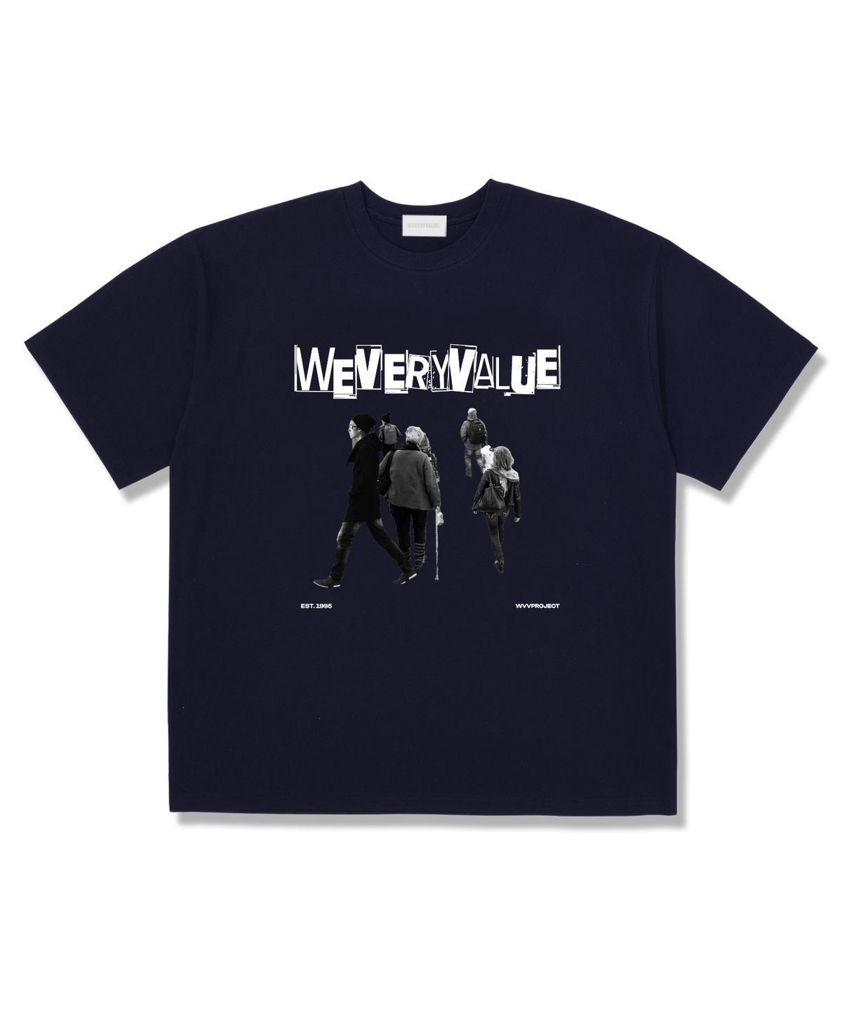 위베리벨류(WEVERYVALUE) 비지데일리 오버핏 반팔티셔츠 네이비
