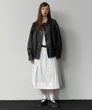 Core quilting leather blouson jacket - black