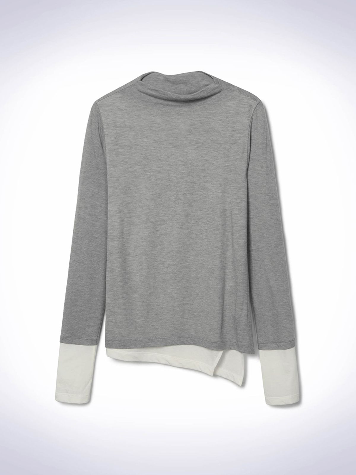 하우스공칠이씨(HAUS072C) UNBALANCED LAYERED T-SHIRTS LIGHT GREY