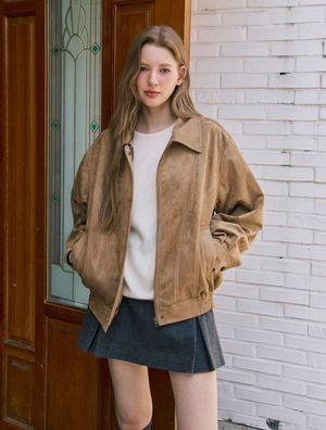 Marron suede jacket - beige