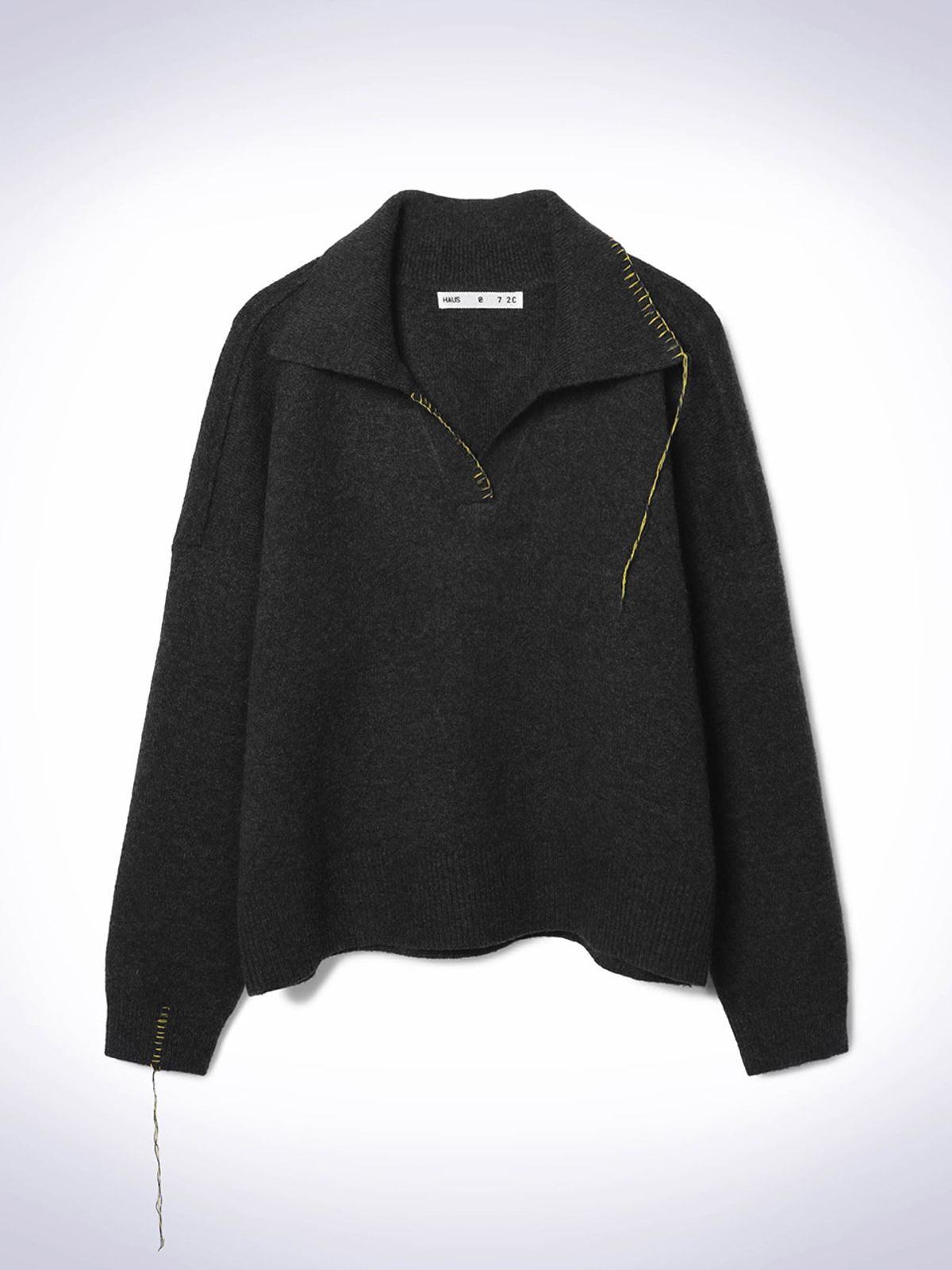 하우스공칠이씨(HAUS072C) SOFT IVY COLLAR KNIT DARK GREY