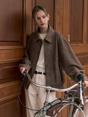 Marron suede jacket - khaki brown