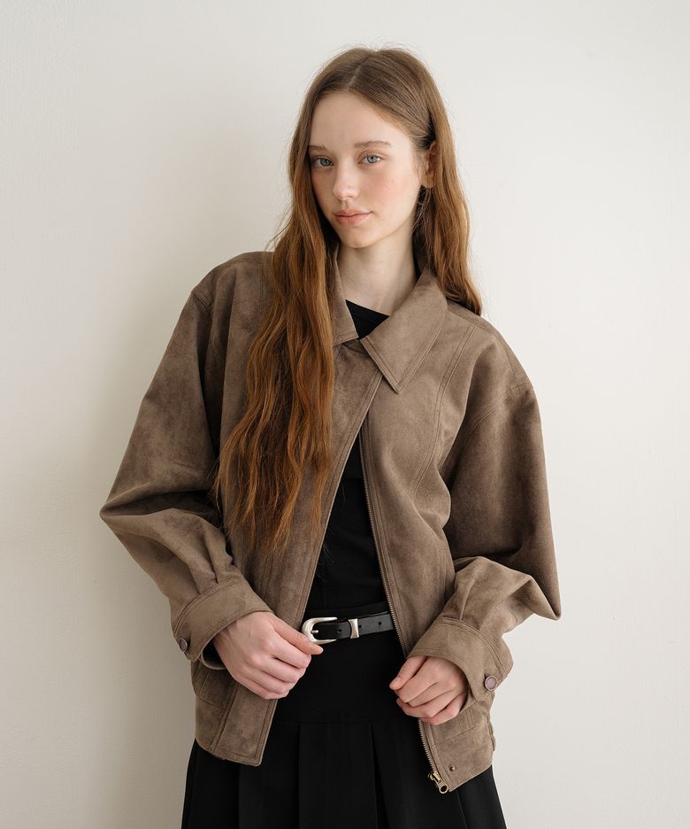[7th] Marron Suede Jacket - Khaki Brown