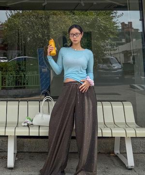 핀턱 와이드 원마일 팬츠