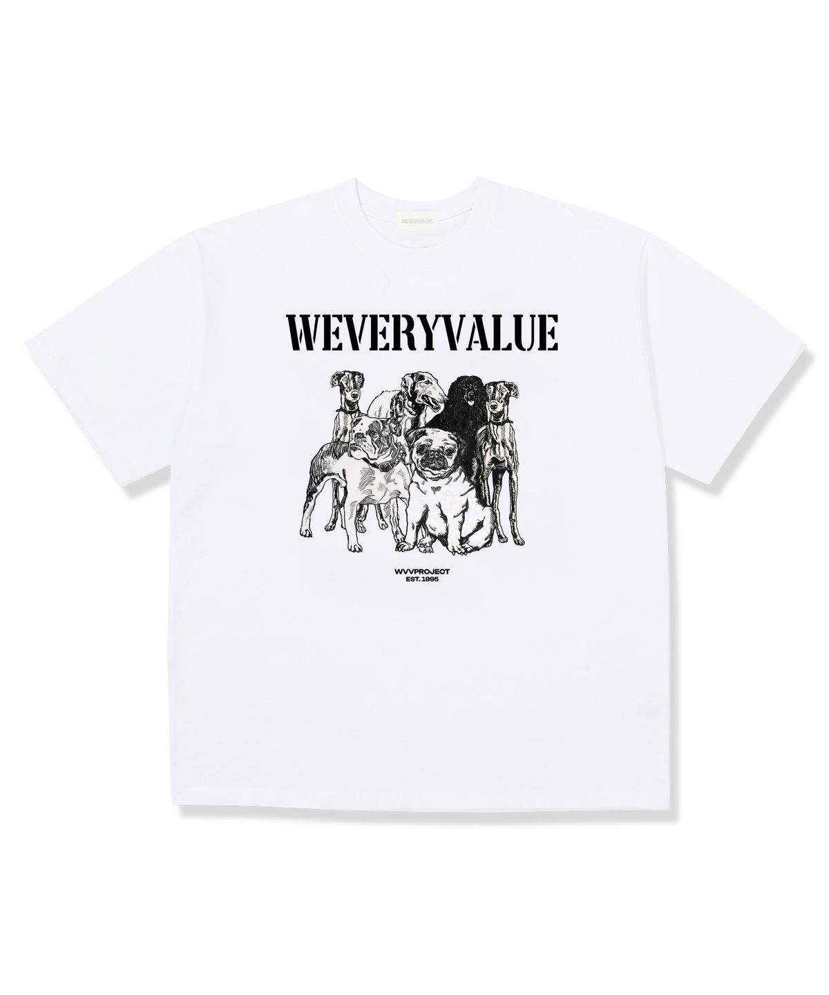 위베리벨류(WEVERYVALUE) 도그프로젝트 오버핏 반팔티셔츠 화이트