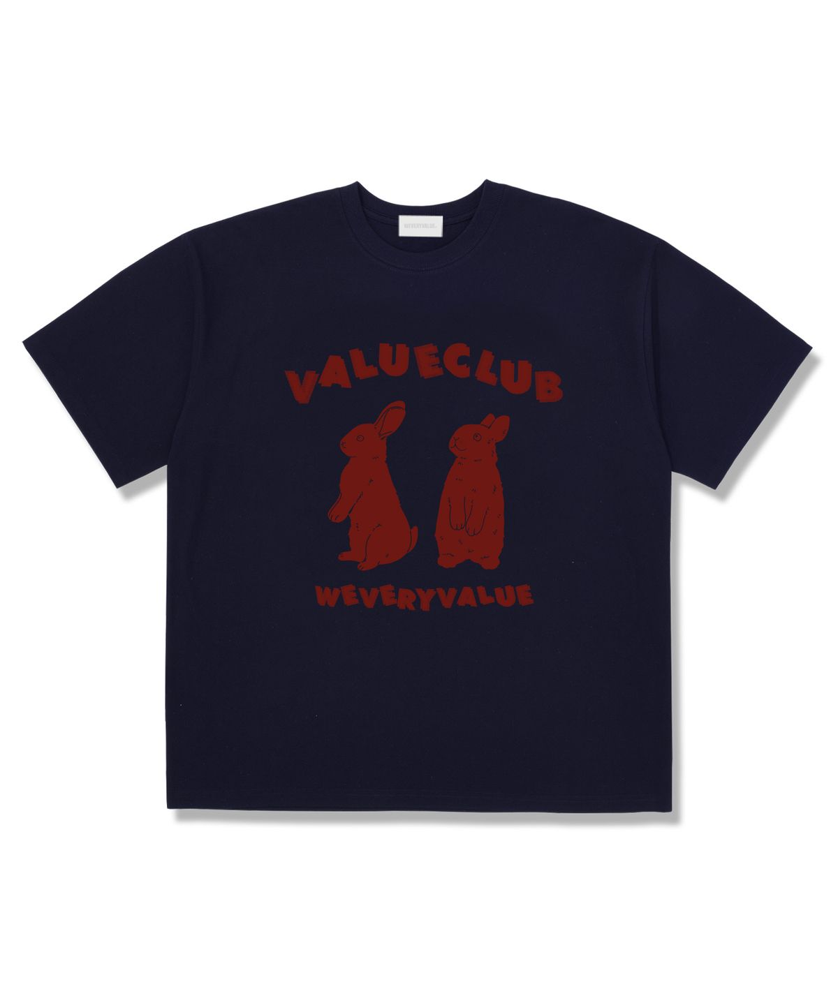 위베리벨류(WEVERYVALUE) 벨류클럽 오버핏 반팔티셔츠 네이비