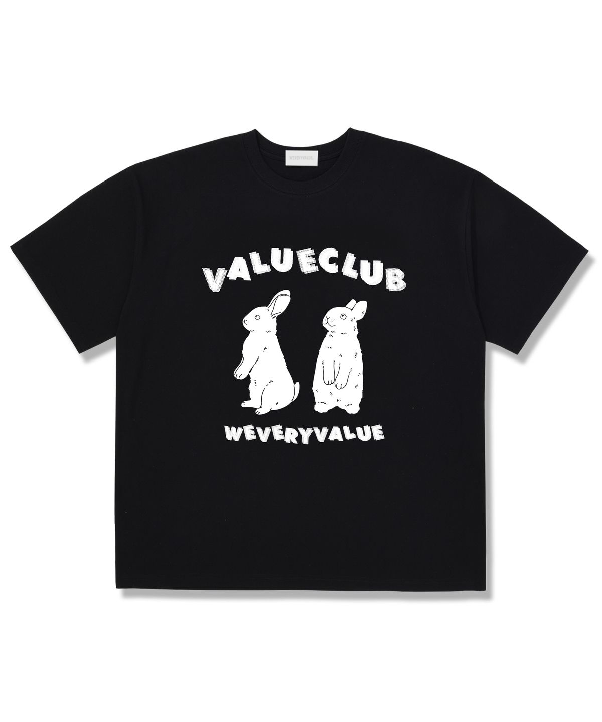 위베리벨류(WEVERYVALUE) 벨류클럽 오버핏 반팔티셔츠 블랙