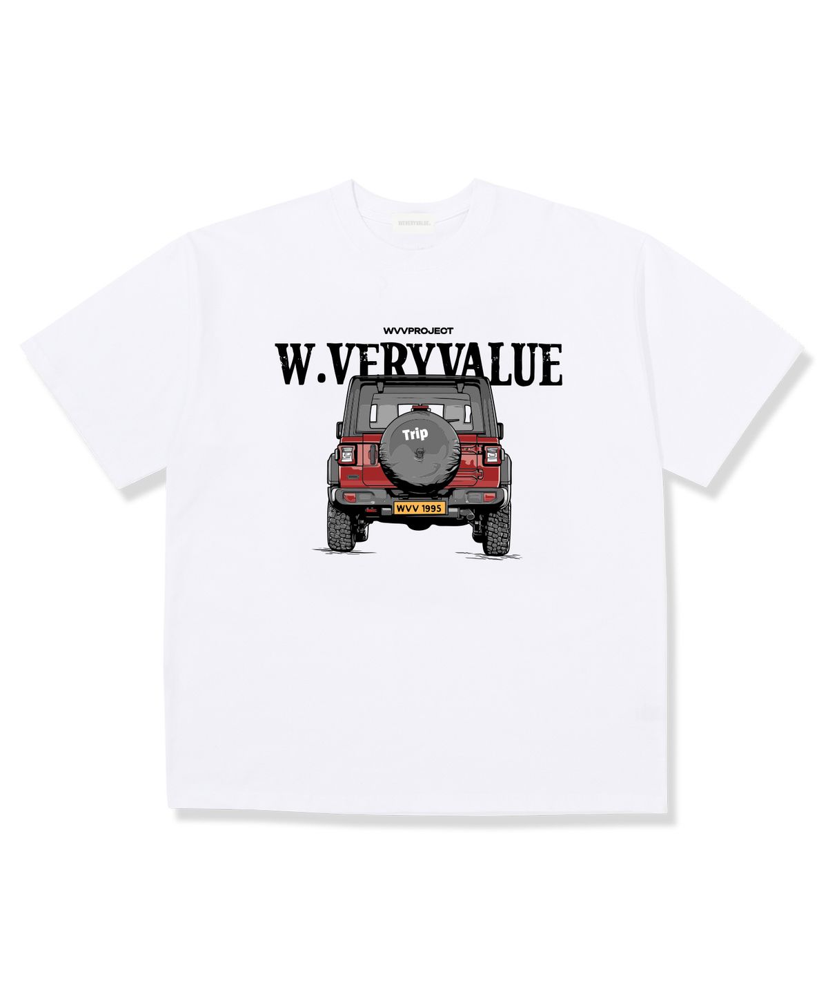위베리벨류(WEVERYVALUE) 트립오프로드 오버핏 반팔티셔츠 화이트