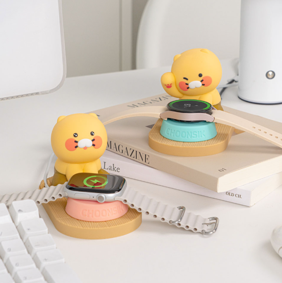 카카오프렌즈 파트너(KAKAOFRIENDS PARTNERS) 카카오프렌즈 춘식이 보울 스마트워치 충전 거치대 갤럭시워치/애플워치 완벽 호환
