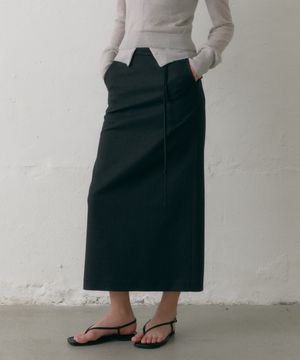 스트랩 맥시 스커트 차콜