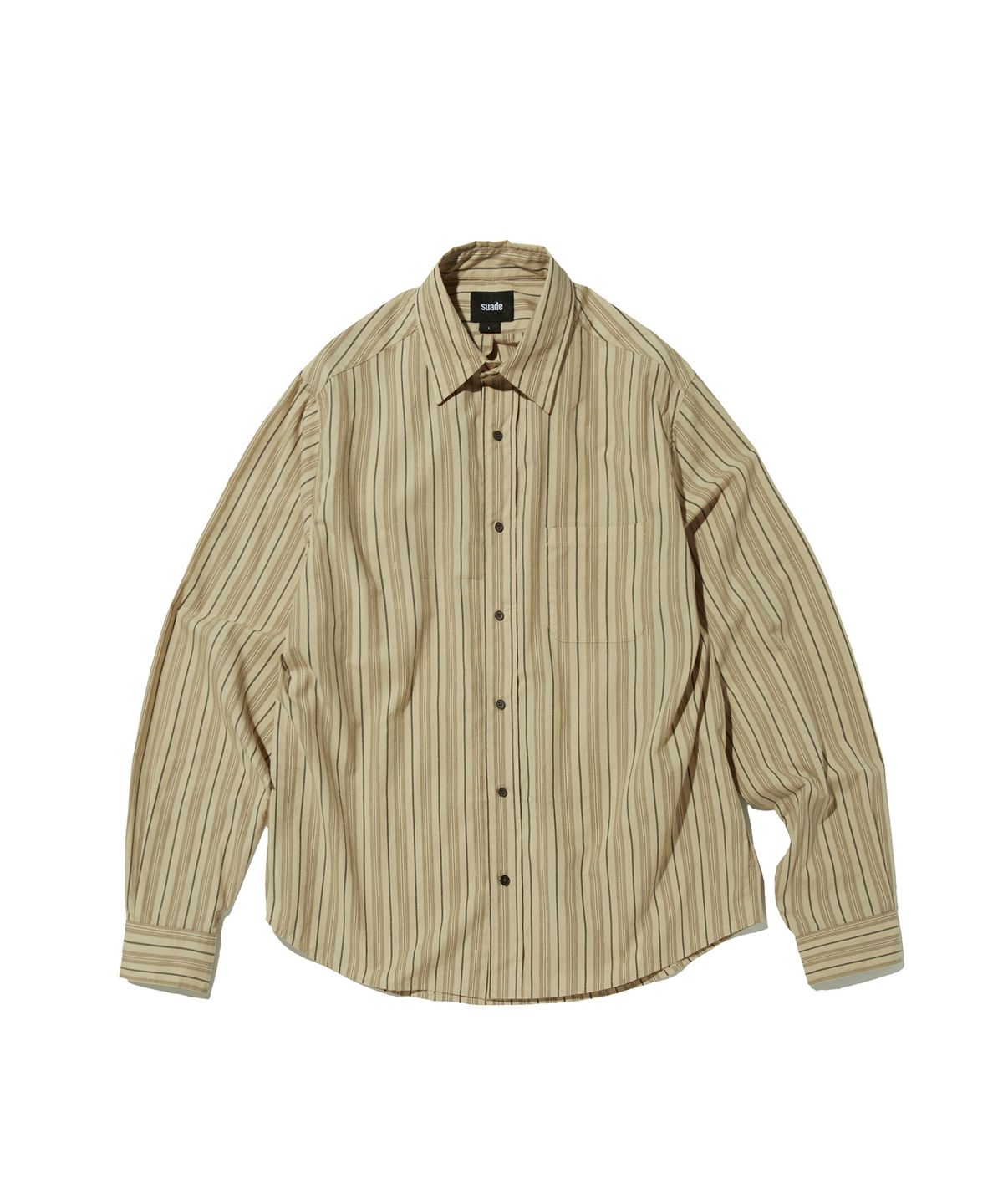 스웨이드(SUADE) STRIPED OVER SHIRT [BEIGE]