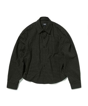 CROPPED CHECK SHIRT [BLACK]