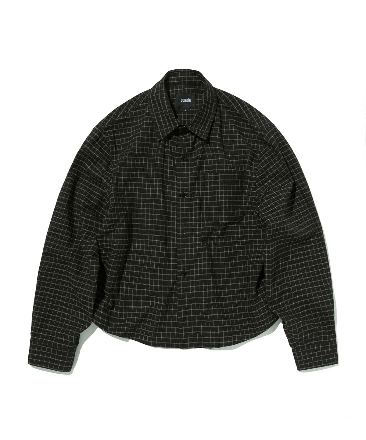 스웨이드(SUADE) CROPPED CHECK SHIRT [BLACK]