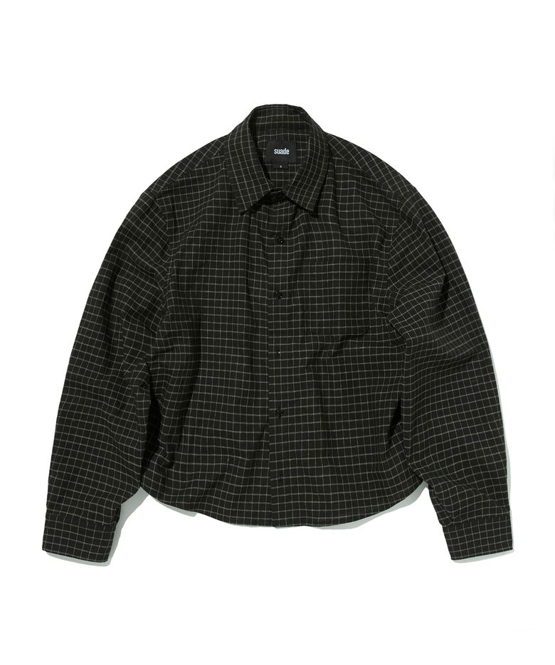 CROPPED CHECK SHIRT [BLACK]