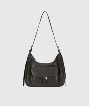 A BUCKLED POCKET SHOULDER BAG_BROWN