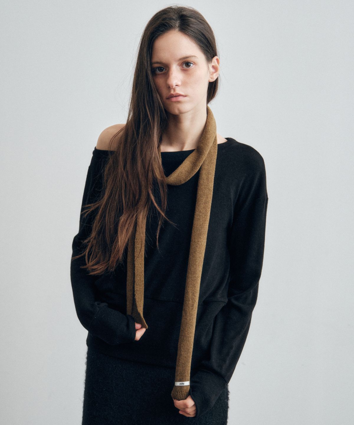 씨타(CITTA) Wool Blended Knit Tie Muffler_CTA935(Cinnamon)