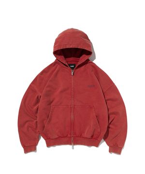 CROPPED WASHED HOOD ZIP UP [RED]