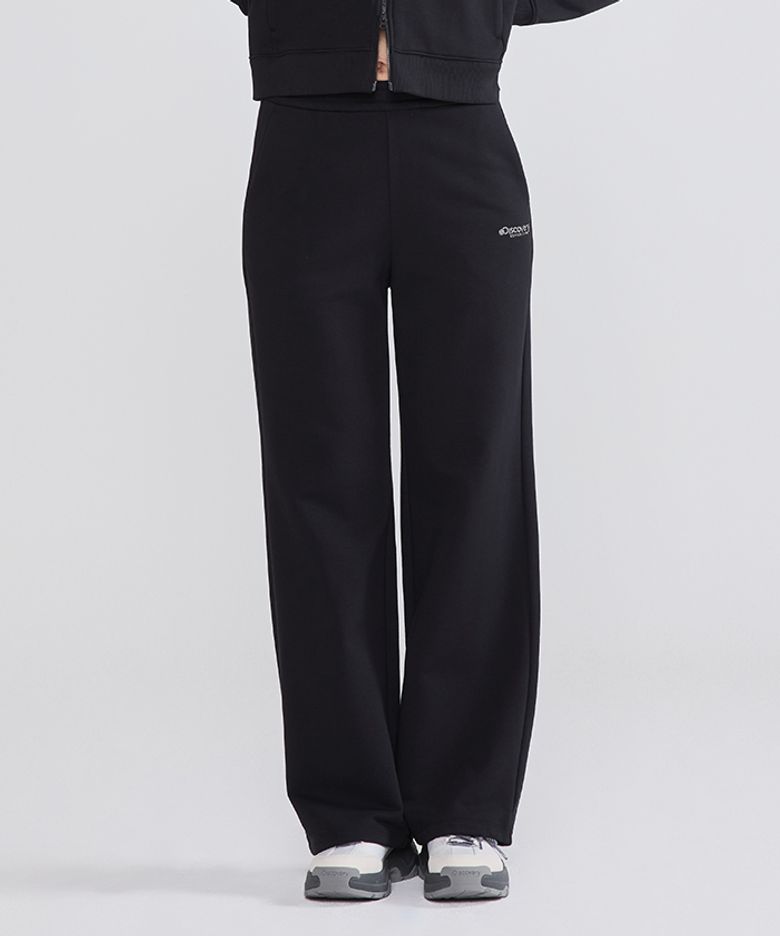 여성 소로나웜 워싱 트레이닝 세미와이드 팬츠 (BLACK)