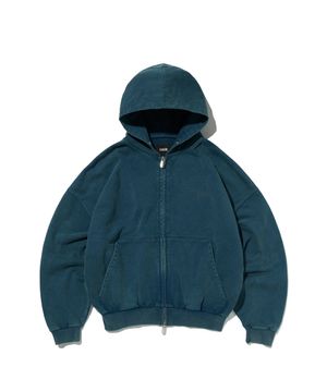 CROPPED WASHED HOOD ZIP UP [DEEP GREEN]