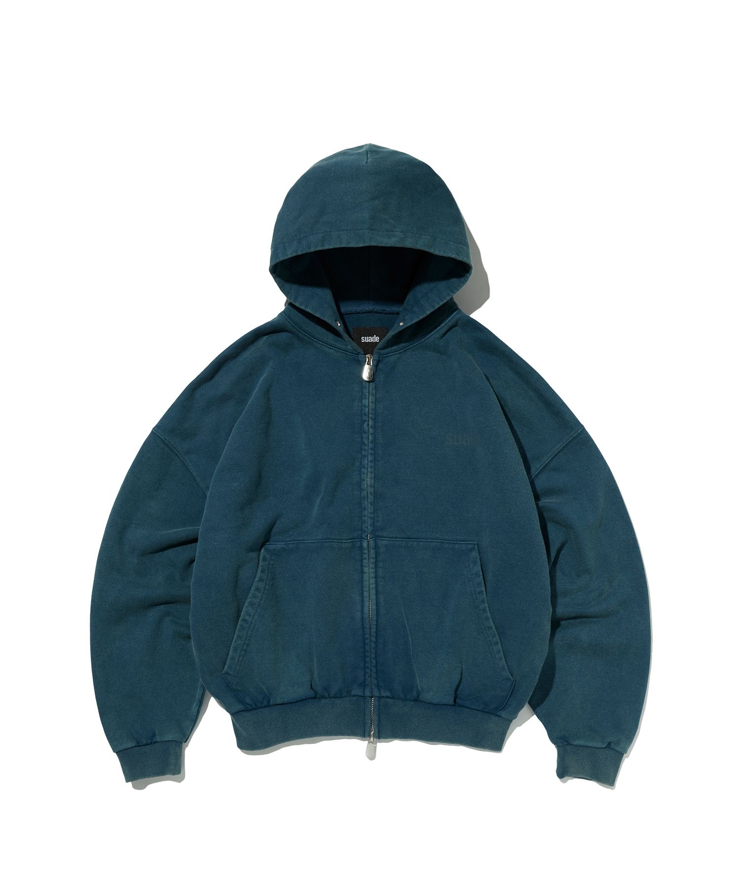 MUSINSA公式 | SUADE CROPPED WASHED HOOD ZIP UP [DEEP GREEN]