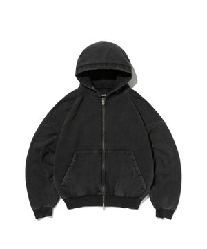 CROPPED WASHED HOOD ZIP UP [WASHING BLACK]