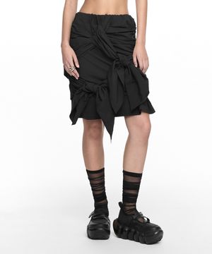 TWIST TIE MIDI SKIRT BLACK