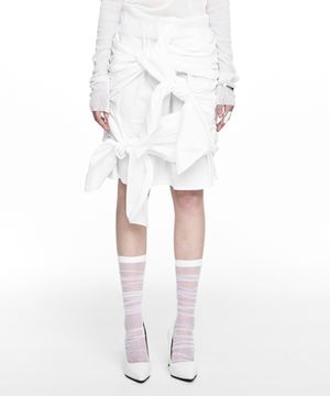 TWIST TIE MIDI SKIRT IVORY