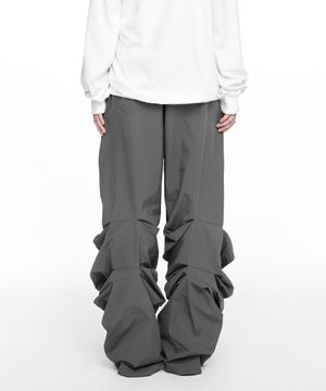 PINTUCK NYLON PANTS (UNISEX) CHARCOAL