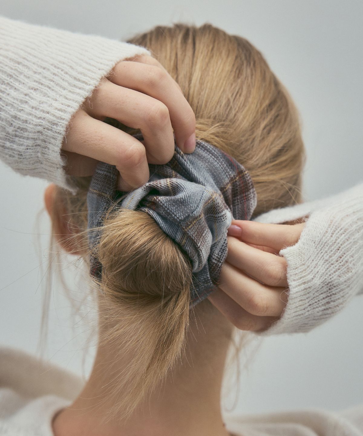 씨타(CITTA) Vintage Check Scrunchie_CTA934(Blue)