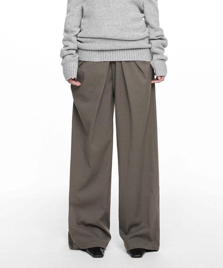 DRAPING WIDE PANTS (UNISEX) DUSTY BROWN