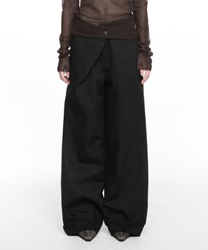 FOLDED WIDE PANTS (UNISEX) BLACK