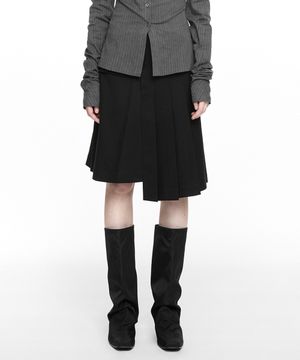 MAGNETIC PLEATED MIDI SKIRT BLACK