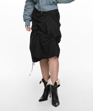 STRAP PULLED SKIRT BLACK