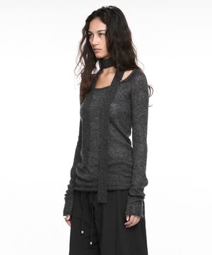 MIXED MUFFLER KNIT BLACK