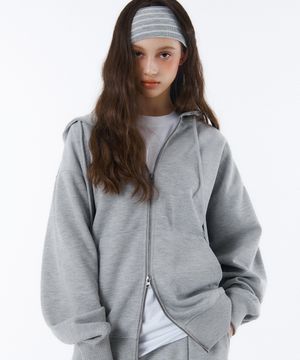 [Unisex] BASIC LINE OVER FIT 2-WAY ZIP-UP (4color)