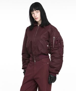 CROPPED BOMBER JACKET (UNISEX) BURGUNDY